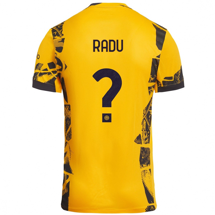 Niño Fútbol Camiseta Andrei Radu #0 Dorado Negro Equipación Tercera 2024/25 Argentina