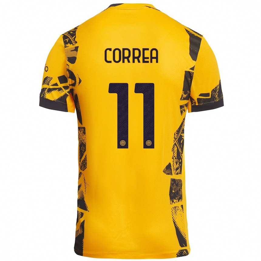 Niño Fútbol Camiseta Joaquín Correa #11 Dorado Negro Equipación Tercera 2024/25 Argentina