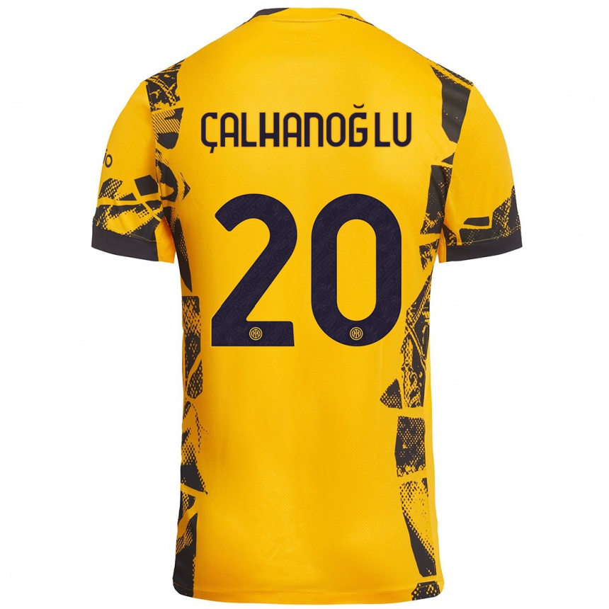 Niño Fútbol Camiseta Hakan Çalhanoğlu #20 Dorado Negro Equipación Tercera 2024/25 Argentina