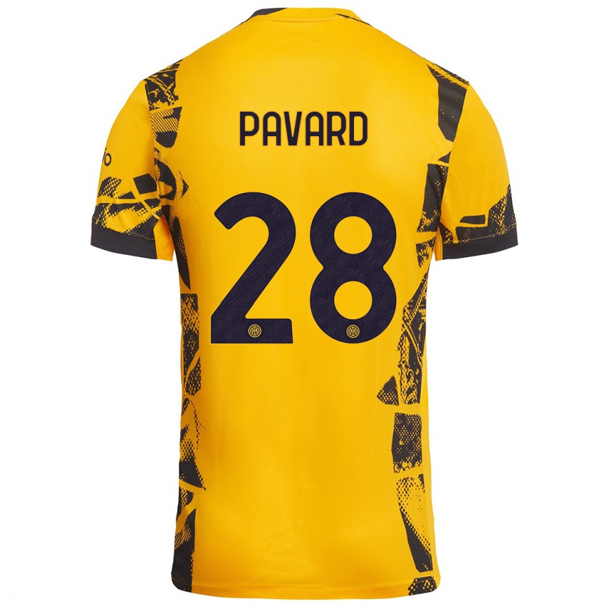 Niño Fútbol Camiseta Benjamin Pavard #28 Dorado Negro Equipación Tercera 2024/25 Argentina