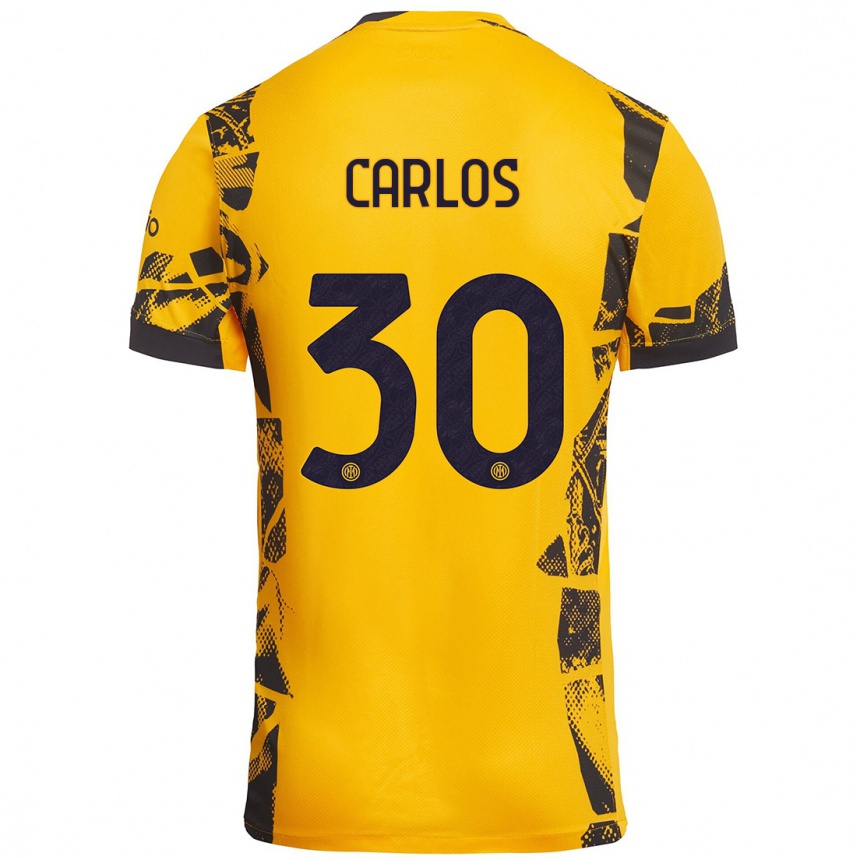 Niño Fútbol Camiseta Carlos Augusto #30 Dorado Negro Equipación Tercera 2024/25 Argentina