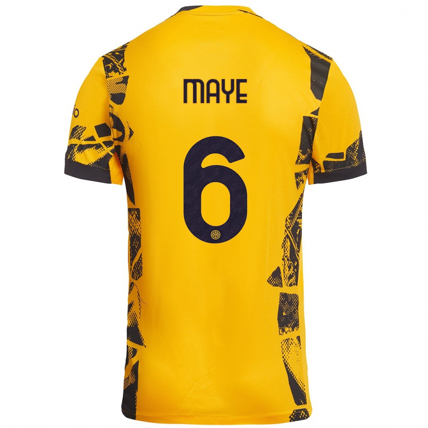 Niño Fútbol Camiseta Yvan Maye #6 Dorado Negro Equipación Tercera 2024/25 Argentina