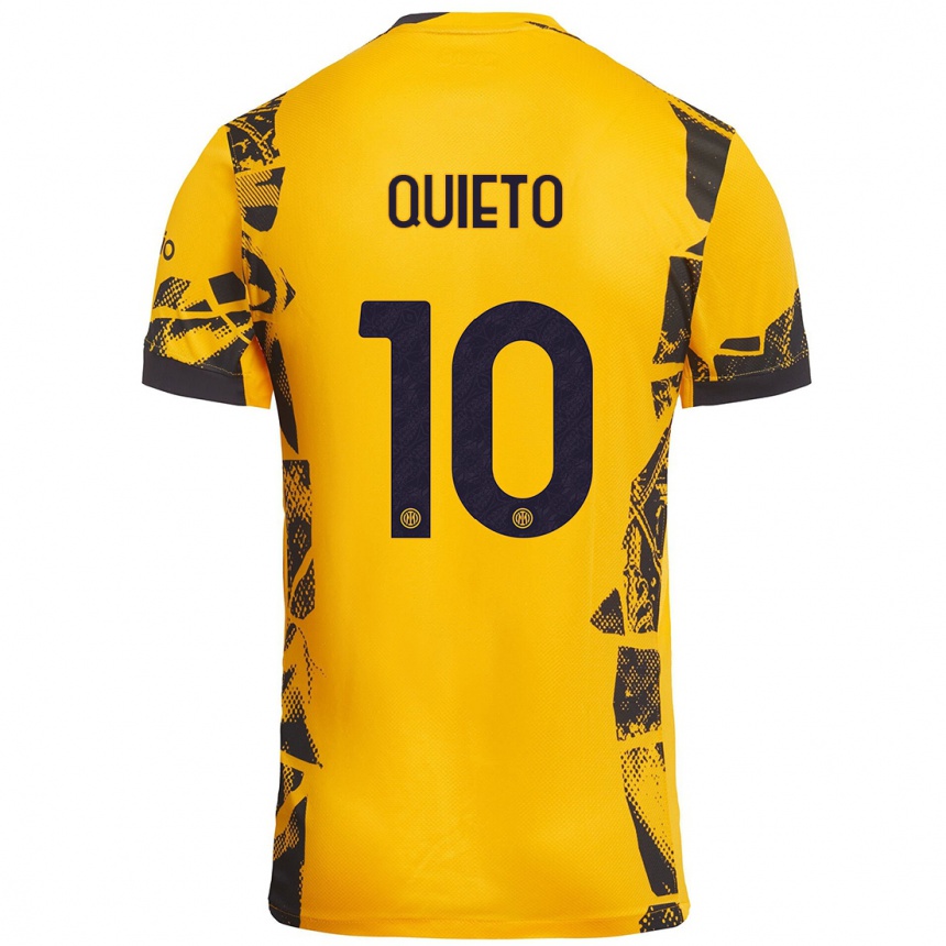 Niño Fútbol Camiseta Daniele Quieto #10 Dorado Negro Equipación Tercera 2024/25 Argentina