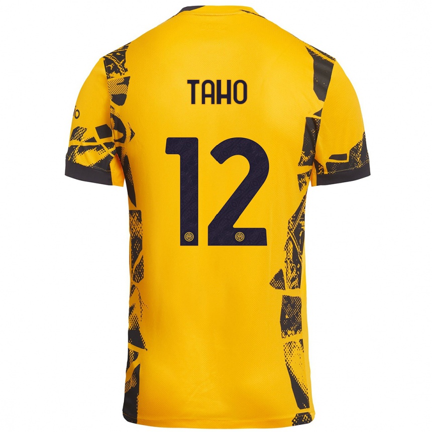 Niño Fútbol Camiseta Alain Taho #12 Dorado Negro Equipación Tercera 2024/25 Argentina