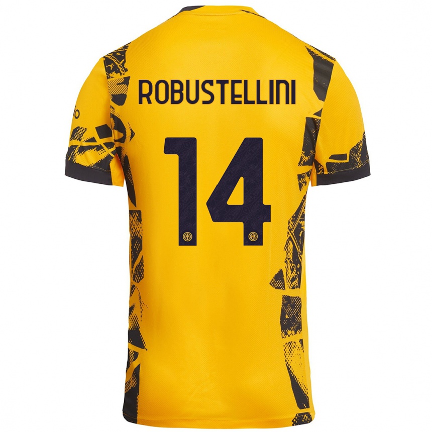 Niño Fútbol Camiseta Chiara Robustellini #14 Dorado Negro Equipación Tercera 2024/25 Argentina