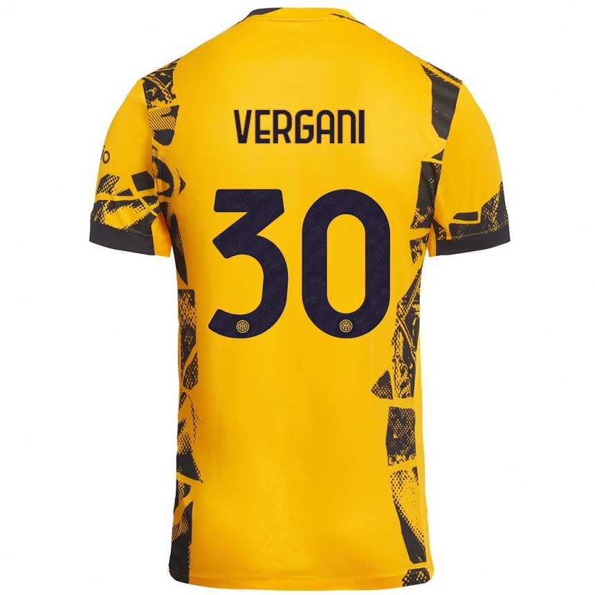 Niño Fútbol Camiseta Bianca Vergani #30 Dorado Negro Equipación Tercera 2024/25 Argentina