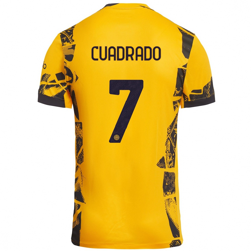 Niño Fútbol Camiseta Juan Cuadrado #7 Dorado Negro Equipación Tercera 2024/25 Argentina