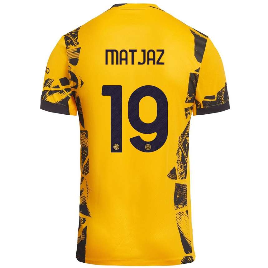 Niño Fútbol Camiseta Samo Matjaz #19 Dorado Negro Equipación Tercera 2024/25 Argentina