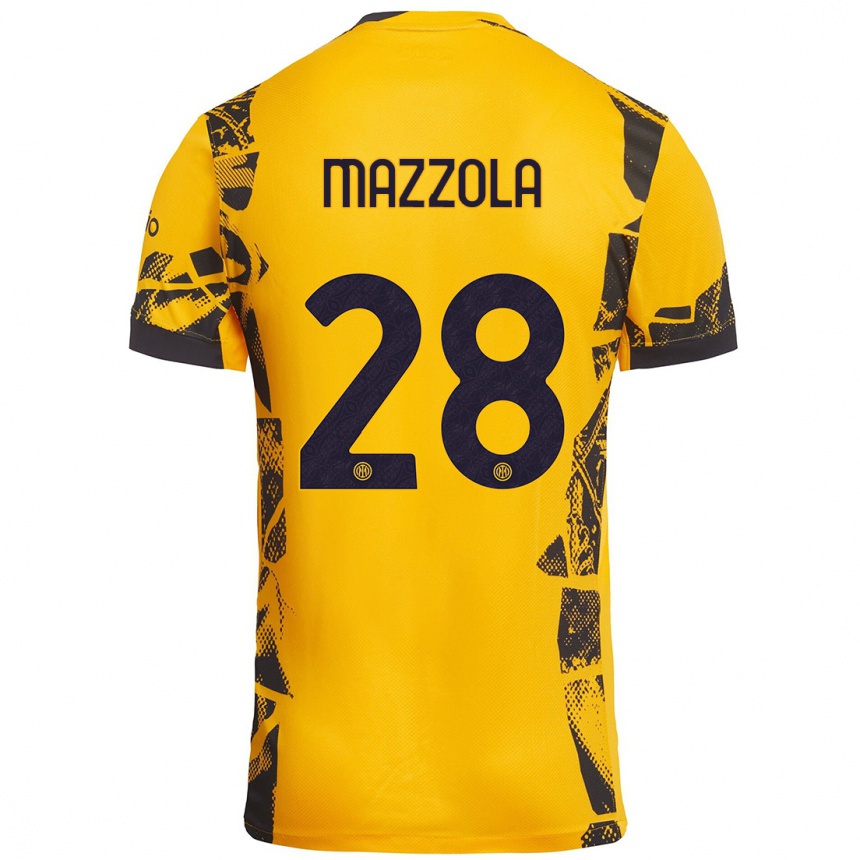 Niño Fútbol Camiseta Giuseppe Mazzola #28 Dorado Negro Equipación Tercera 2024/25 Argentina