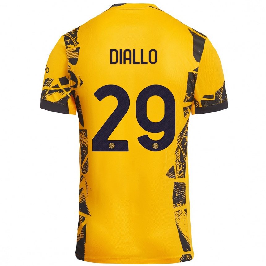 Niño Fútbol Camiseta Oumar Diallo #29 Dorado Negro Equipación Tercera 2024/25 Argentina