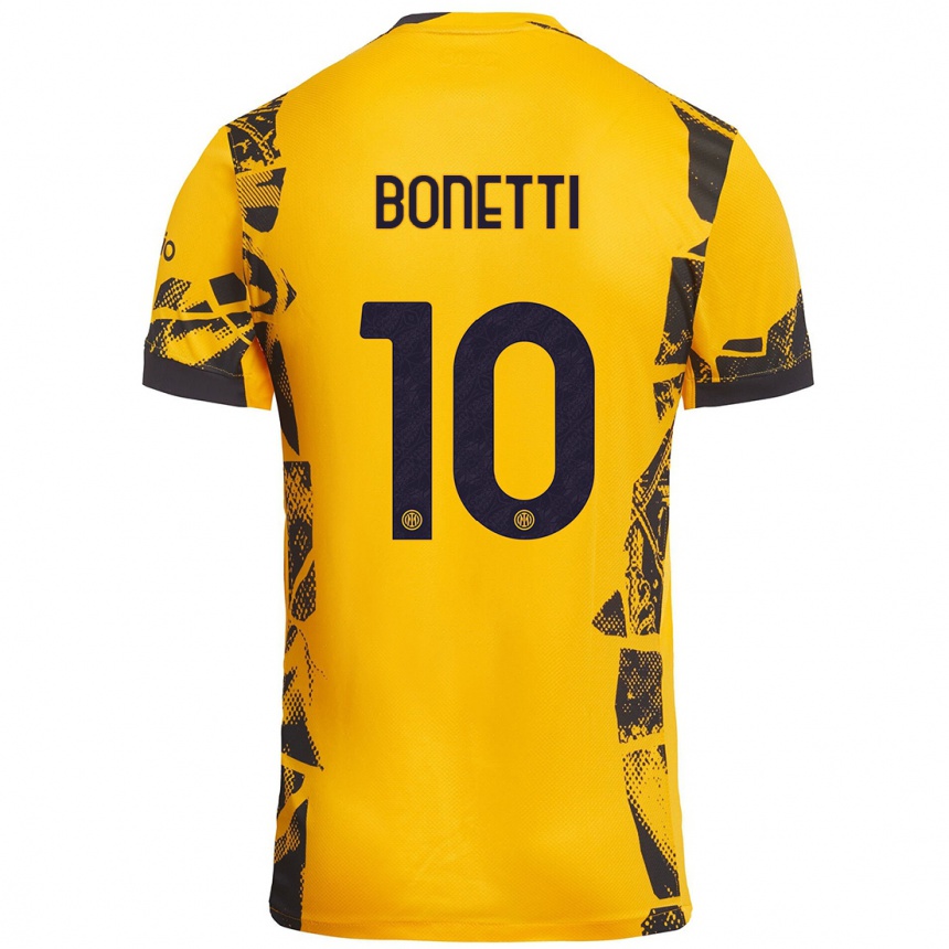 Niño Fútbol Camiseta Tatiana Bonetti #10 Dorado Negro Equipación Tercera 2024/25 Argentina