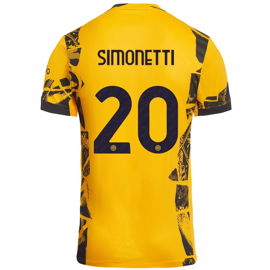 Niño Fútbol Camiseta Flaminia Simonetti #20 Dorado Negro Equipación Tercera 2024/25 Argentina