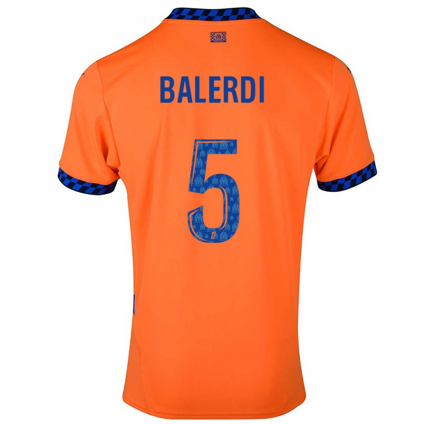 Niño Fútbol Camiseta Leonardo Balerdi #5 Naranja Azul Oscuro Equipación Tercera 2024/25 Argentina