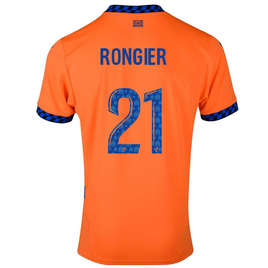 Niño Fútbol Camiseta Valentin Rongier #21 Naranja Azul Oscuro Equipación Tercera 2024/25 Argentina