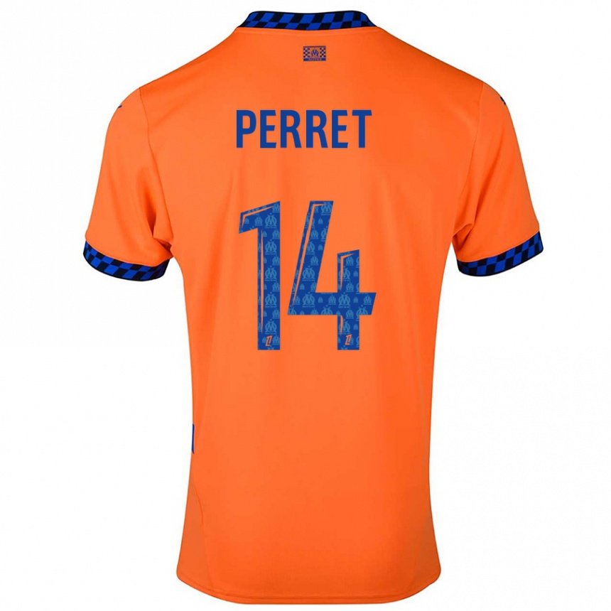 Niño Fútbol Camiseta Jenny Perret #14 Naranja Azul Oscuro Equipación Tercera 2024/25 Argentina