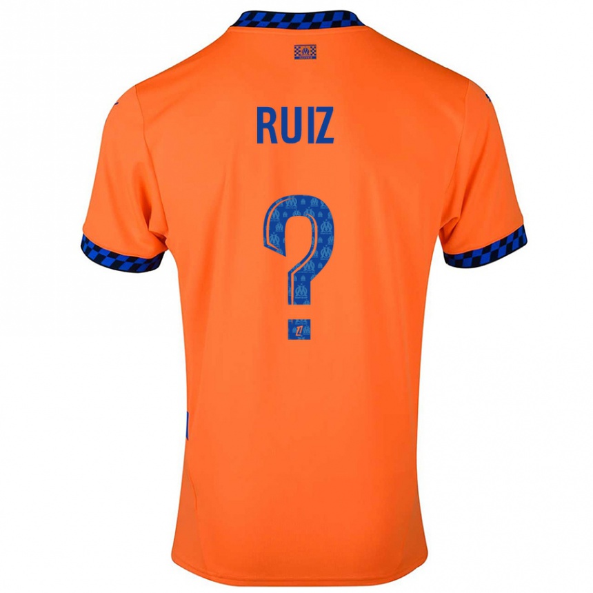 Niño Fútbol Camiseta Pedro Ruiz #0 Naranja Azul Oscuro Equipación Tercera 2024/25 Argentina