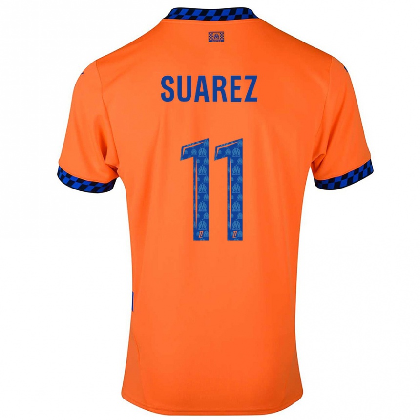 Niño Fútbol Camiseta Luis Suarez #11 Naranja Azul Oscuro Equipación Tercera 2024/25 Argentina