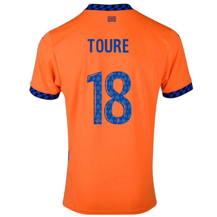 Niño Fútbol Camiseta Isaak Toure #18 Naranja Azul Oscuro Equipación Tercera 2024/25 Argentina