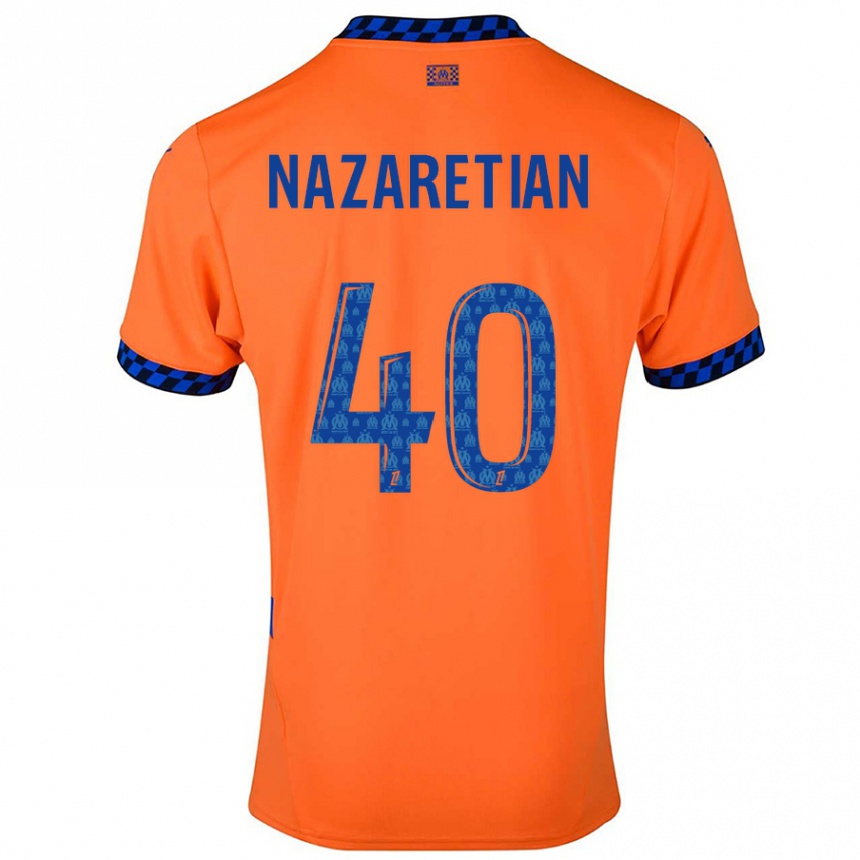 Niño Fútbol Camiseta Manuel Nazaretian #40 Naranja Azul Oscuro Equipación Tercera 2024/25 Argentina