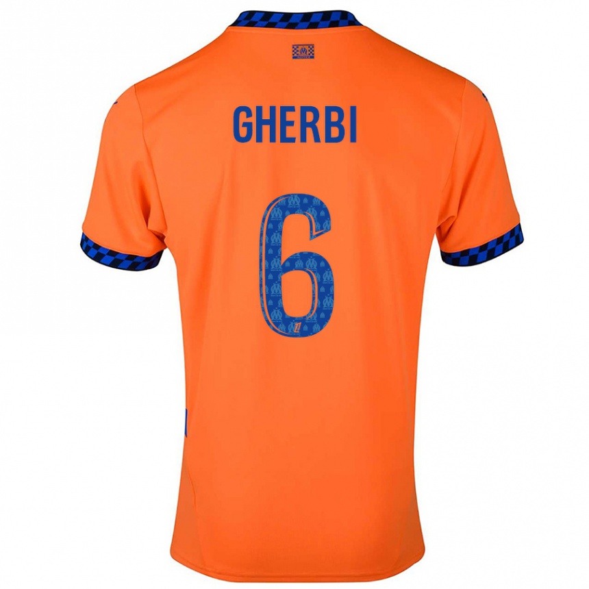 Niño Fútbol Camiseta Candice Gherbi #6 Naranja Azul Oscuro Equipación Tercera 2024/25 Argentina