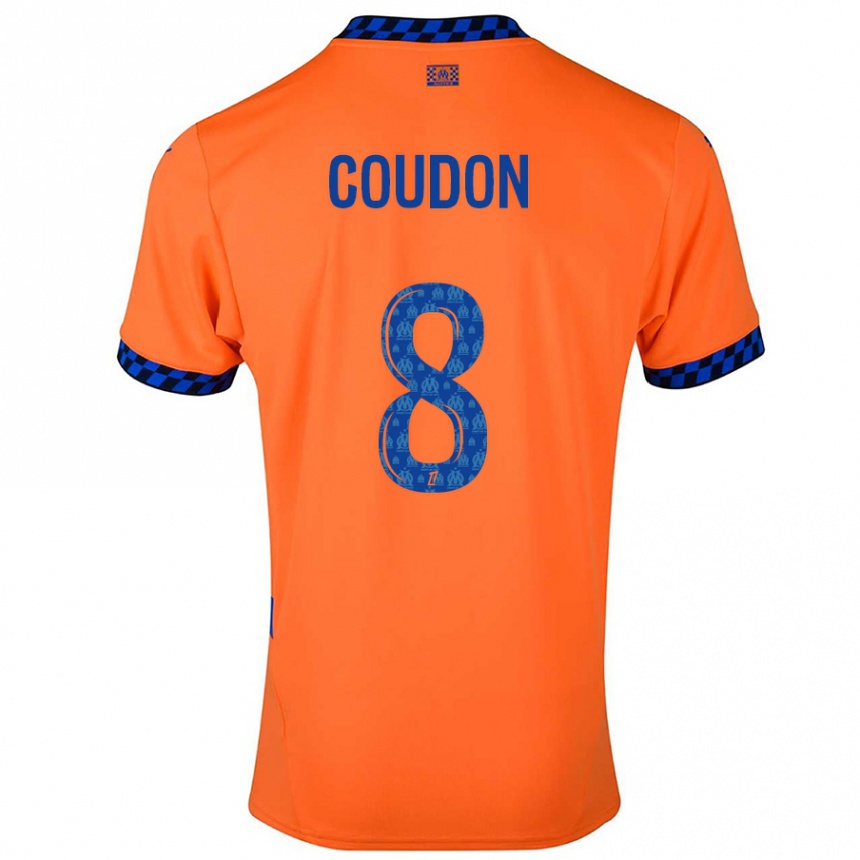 Niño Fútbol Camiseta Marine Coudon #8 Naranja Azul Oscuro Equipación Tercera 2024/25 Argentina