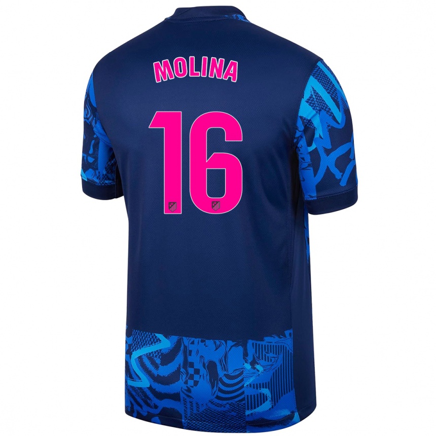 Niño Fútbol Camiseta Nahuel Molina #16 Azul Real Equipación Tercera 2024/25 Argentina