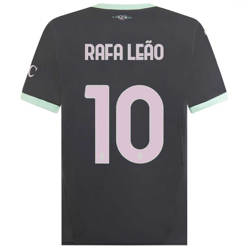 Niño Fútbol Camiseta Rafael Leao #10 Gris Equipación Tercera 2024/25 Argentina