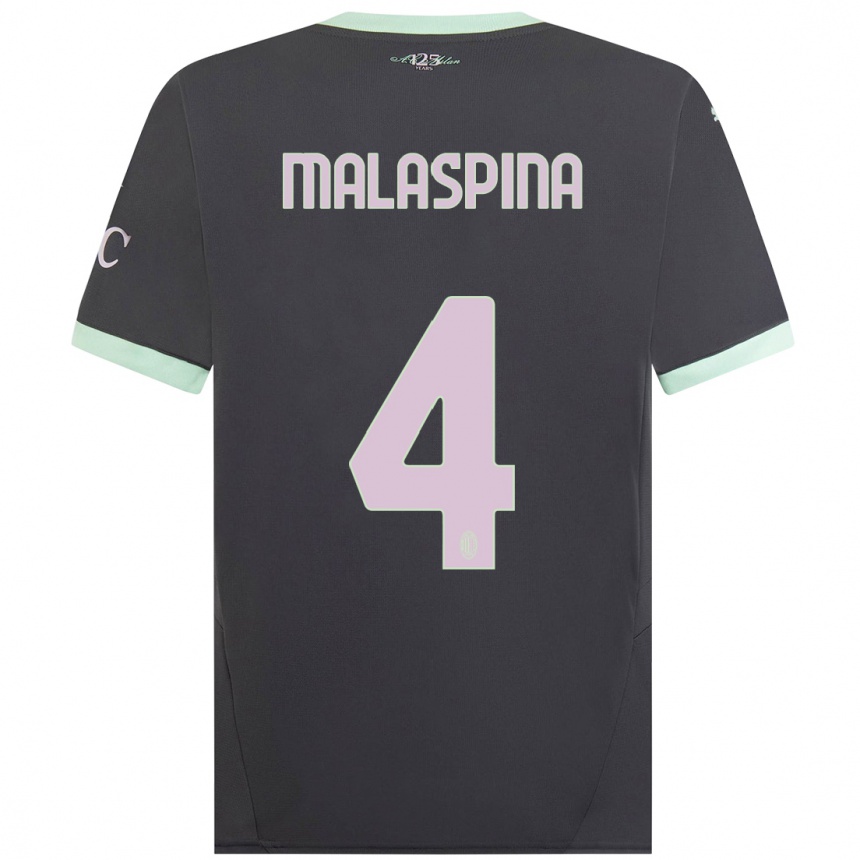 Niño Fútbol Camiseta Mattia Malaspina #4 Gris Equipación Tercera 2024/25 Argentina