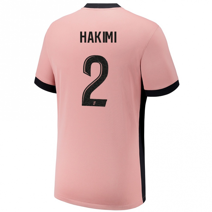 Niño Fútbol Camiseta Achraf Hakimi #2 Rosa Óxido Equipación Tercera 2024/25 Argentina