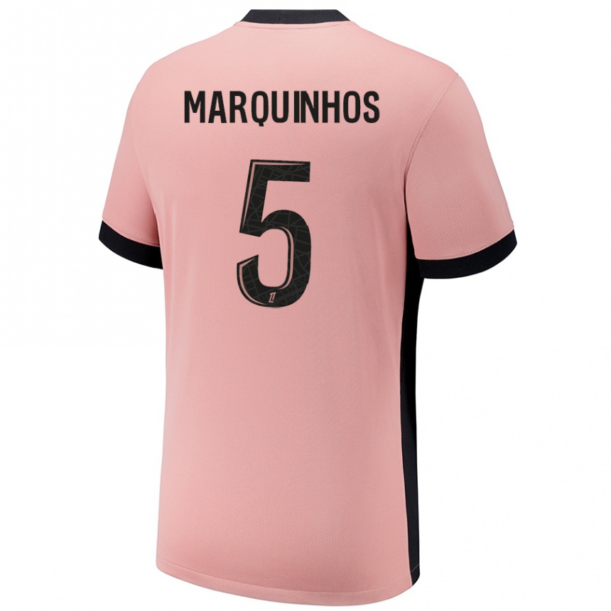 Niño Fútbol Camiseta Marquinhos #5 Rosa Óxido Equipación Tercera 2024/25 Argentina