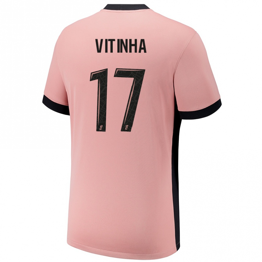 Niño Fútbol Camiseta Vitinha #17 Rosa Óxido Equipación Tercera 2024/25 Argentina