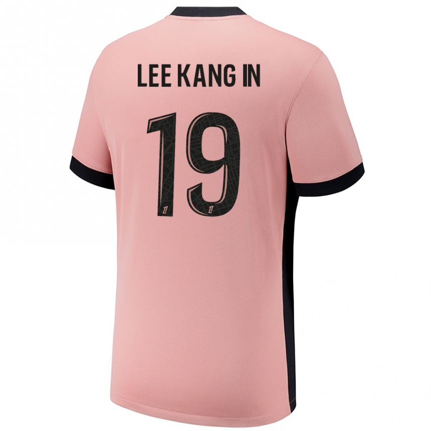 Niño Fútbol Camiseta Kang-In Lee #19 Rosa Óxido Equipación Tercera 2024/25 Argentina