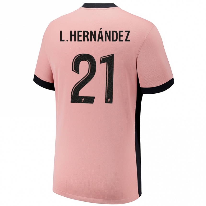 Niño Fútbol Camiseta Lucas Hernandez #21 Rosa Óxido Equipación Tercera 2024/25 Argentina