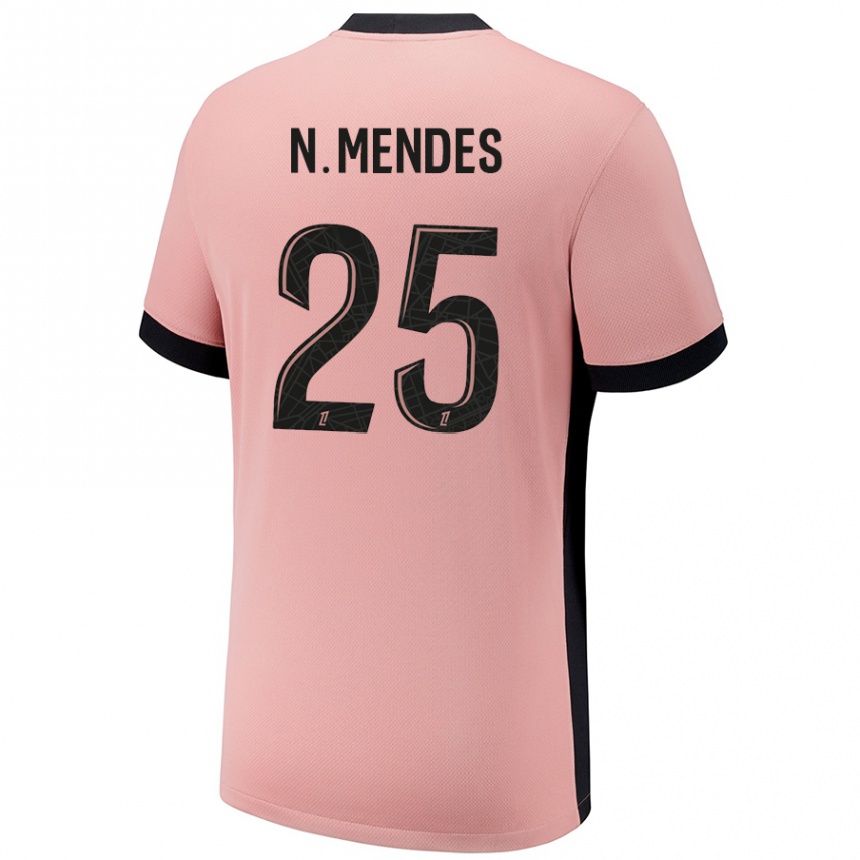 Niño Fútbol Camiseta Nuno Mendes #25 Rosa Óxido Equipación Tercera 2024/25 Argentina