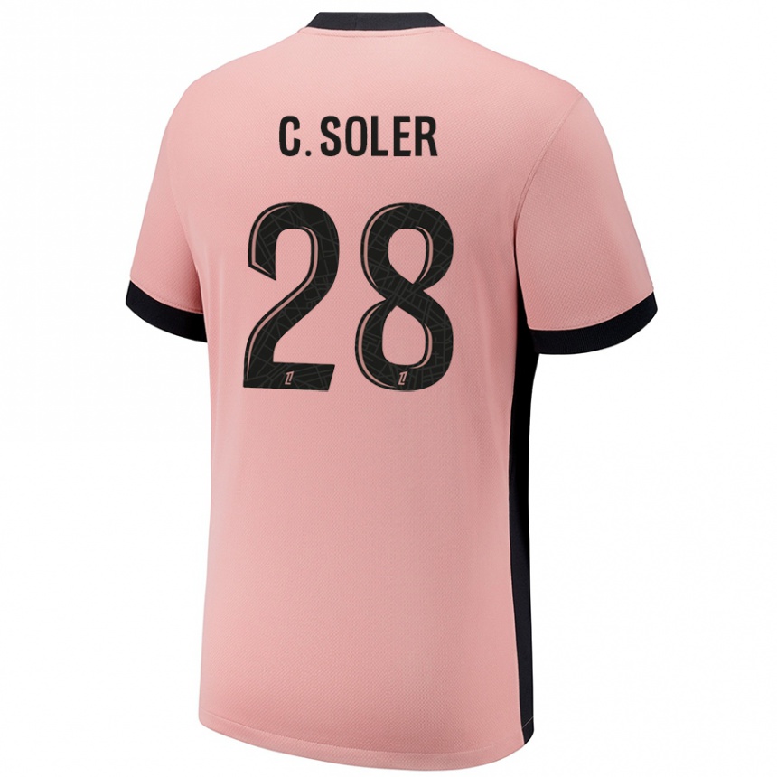 Niño Fútbol Camiseta Carlos Soler #28 Rosa Óxido Equipación Tercera 2024/25 Argentina