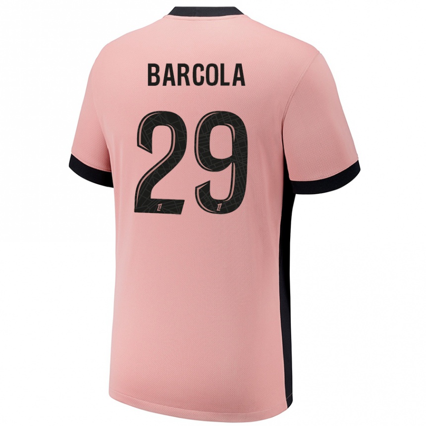 Niño Fútbol Camiseta Bradley Barcola #29 Rosa Óxido Equipación Tercera 2024/25 Argentina