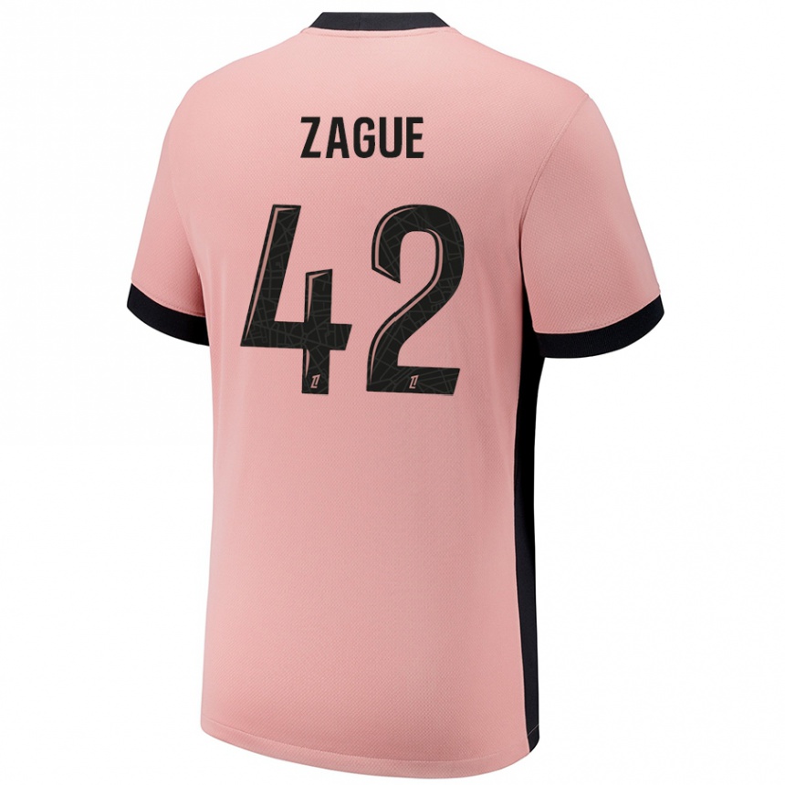 Niño Fútbol Camiseta Yoram Zague #42 Rosa Óxido Equipación Tercera 2024/25 Argentina