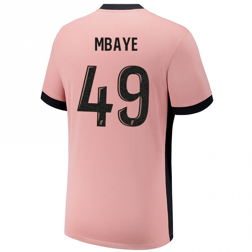 Niño Fútbol Camiseta Ibrahim Mbaye #49 Rosa Óxido Equipación Tercera 2024/25 Argentina