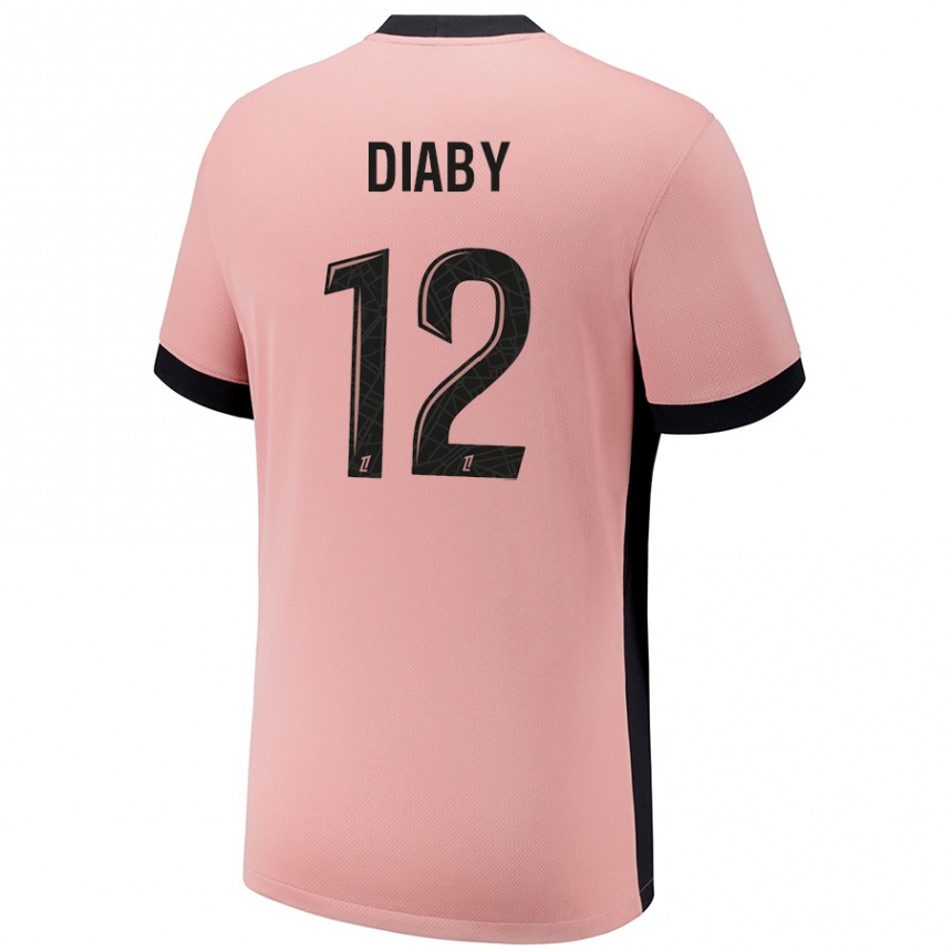 Niño Fútbol Camiseta Ibrahima Diaby #12 Rosa Óxido Equipación Tercera 2024/25 Argentina