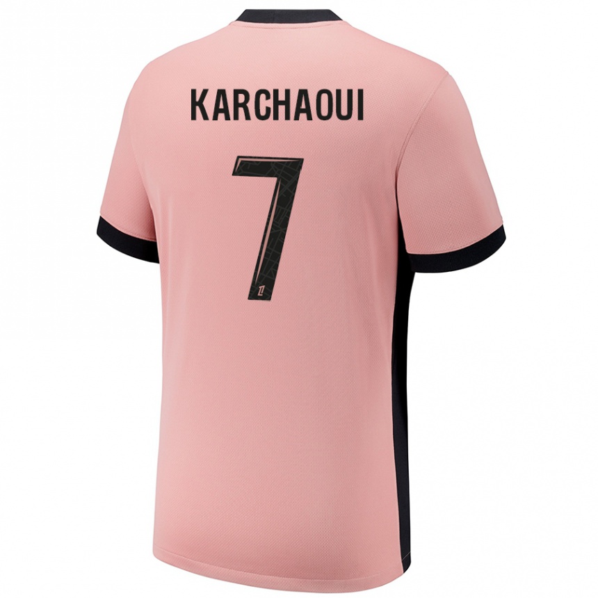 Niño Fútbol Camiseta Sakina Karchaoui #7 Rosa Óxido Equipación Tercera 2024/25 Argentina