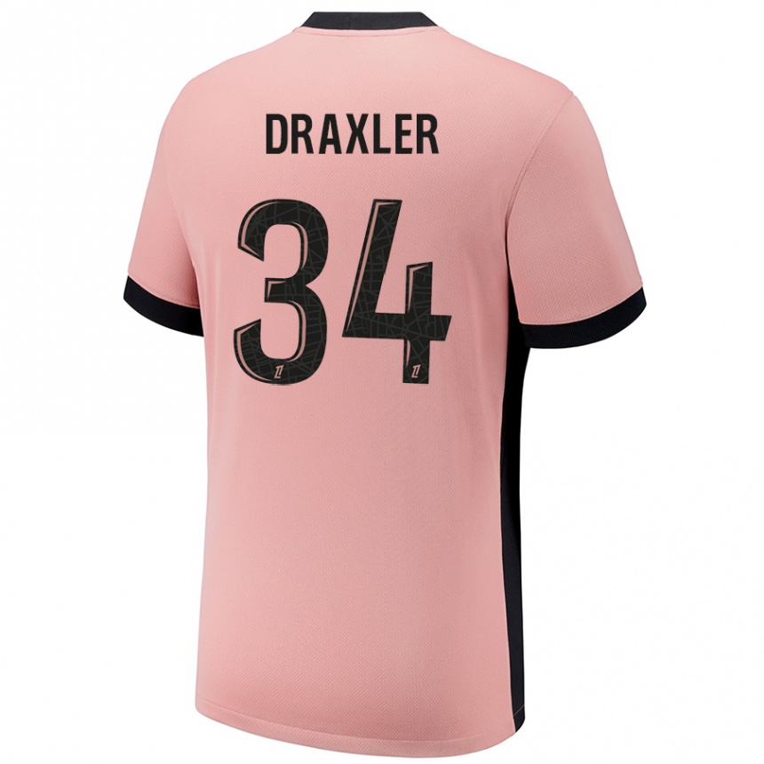 Niño Fútbol Camiseta Julian Draxler #34 Rosa Óxido Equipación Tercera 2024/25 Argentina