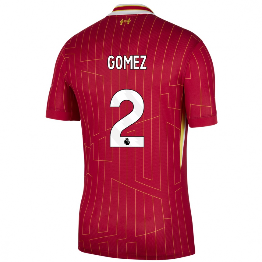 Hombre Fútbol Camiseta Joe Gomez #2 Rojo Amarillo Blanco 1ª Equipación 2024/25 Argentina