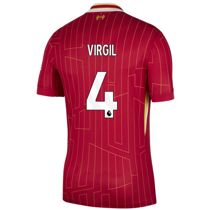 Hombre Fútbol Camiseta Virgil Van Dijk #4 Rojo Amarillo Blanco 1ª Equipación 2024/25 Argentina