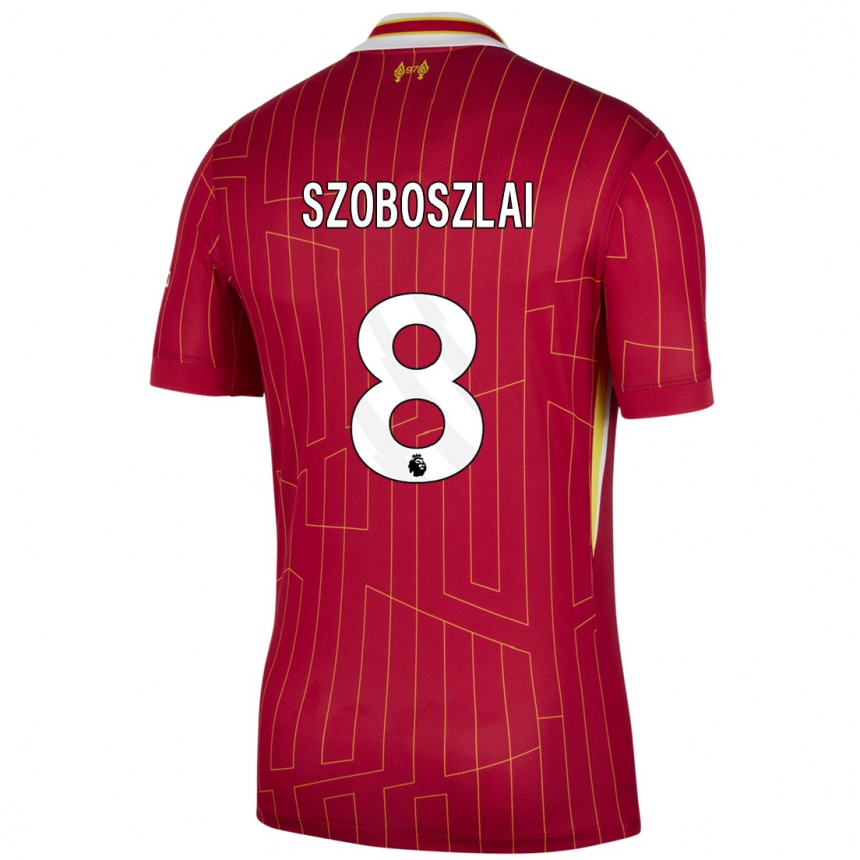 Hombre Fútbol Camiseta Dominik Szoboszlai #8 Rojo Amarillo Blanco 1ª Equipación 2024/25 Argentina