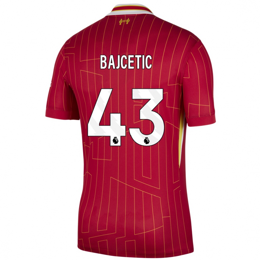 Hombre Fútbol Camiseta Stefan Bajcetic #43 Rojo Amarillo Blanco 1ª Equipación 2024/25 Argentina