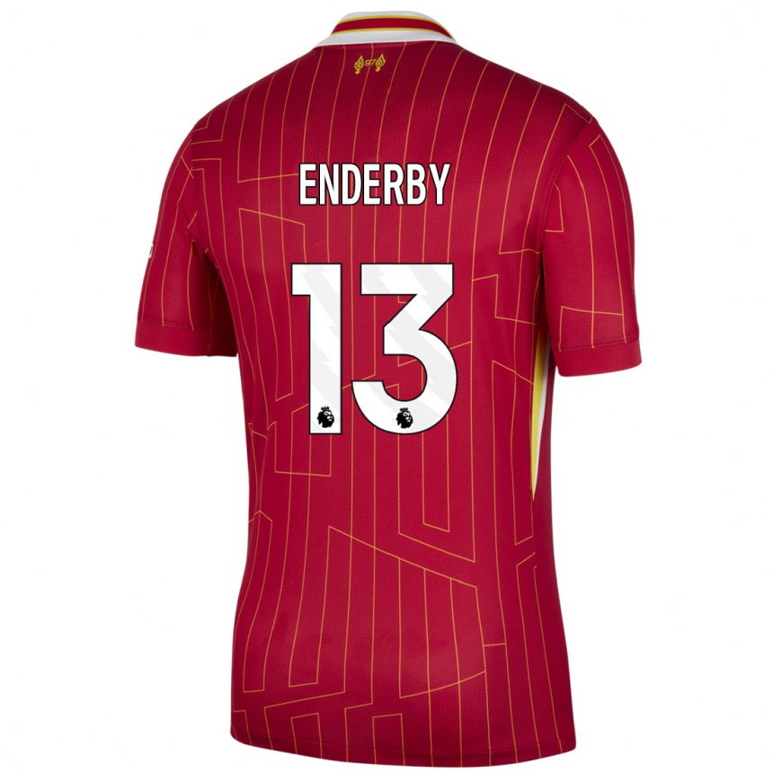 Hombre Fútbol Camiseta Mia Enderby #13 Rojo Amarillo Blanco 1ª Equipación 2024/25 Argentina