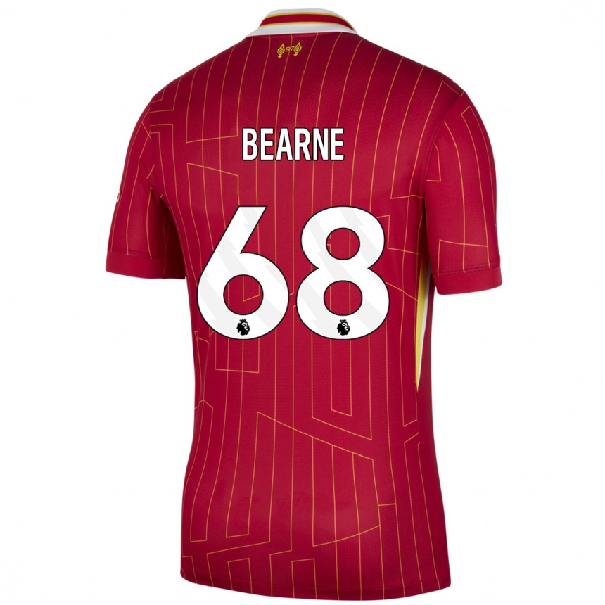 Hombre Fútbol Camiseta Jack Bearne #68 Rojo Amarillo Blanco 1ª Equipación 2024/25 Argentina