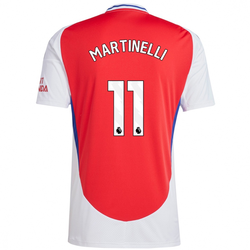 Hombre Fútbol Camiseta Gabriel Martinelli #11 Rojo Blanco 1ª Equipación 2024/25 Argentina