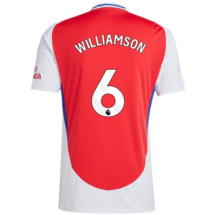 Hombre Fútbol Camiseta Leah Williamson #6 Rojo Blanco 1ª Equipación 2024/25 Argentina