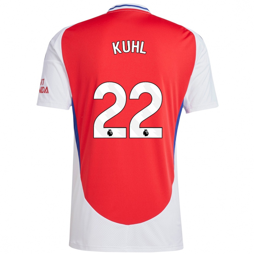 Hombre Fútbol Camiseta Kathrine Møller Kühl #22 Rojo Blanco 1ª Equipación 2024/25 Argentina